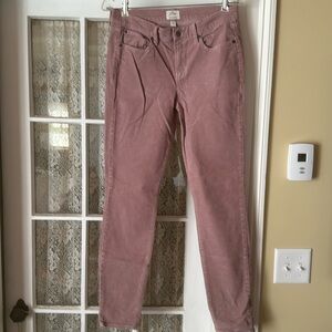 J Crew mauve toothpick corduroy pants.  Size 29 T